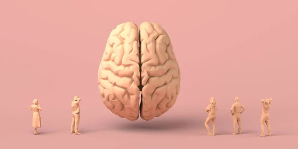 Concetto Intelligenza Artificiale Con Persone Che Guardano Cervello Illustrazione Copia — Foto Stock