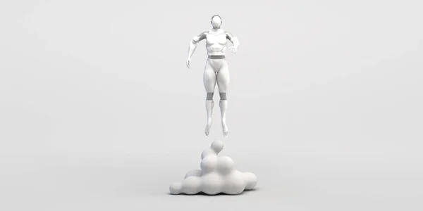 Kunstmatige Intelligentie Concept Met Prototype Van Robot Opstijgen Illustratie Kopieerruimte — Stockfoto