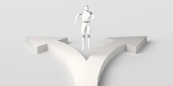 ロボットのプロトタイプと矢印を用いた人工知能コンセプト 3Dイラスト コピースペース — ストック写真