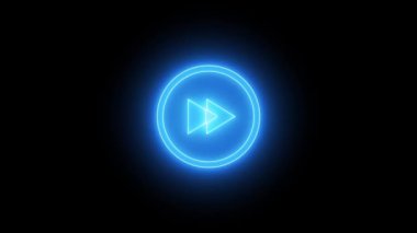 Neon mavi hızlı ileri döngü canlandırması ile multimedya simgesi