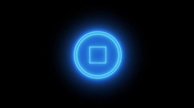 Neon mavi dur çokluortam simgesi döngü canlandırması ile