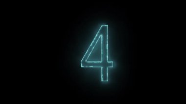 4 numaralı animasyon neon renklerle donatıldı. Geri sayım için grafik ögesi. 