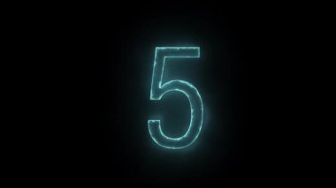 5 numaralı animasyon neon renklerle donatıldı. Geri sayım için grafik ögesi. 