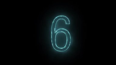 6 numara neon renklerle donatılmış. Geri sayım için grafik ögesi. 