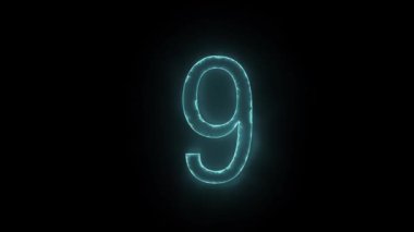 9 numara neon renklerle donatılmış. Geri sayım için grafik ögesi. 