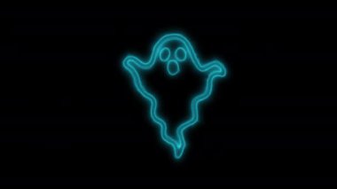 Cadılar bayramı için döngü şeklinde animasyonu olan neon hayalet simgesi