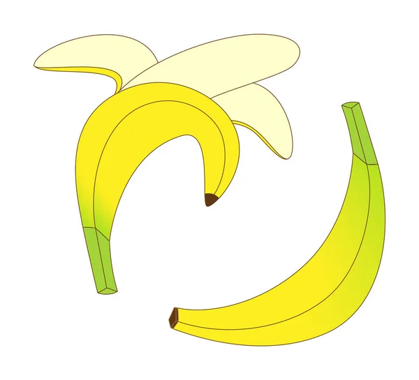 Plátano Maduro Plátano Pelado Aislado Sobre Fondo Blanco Conjunto Bananas — Vector de stock