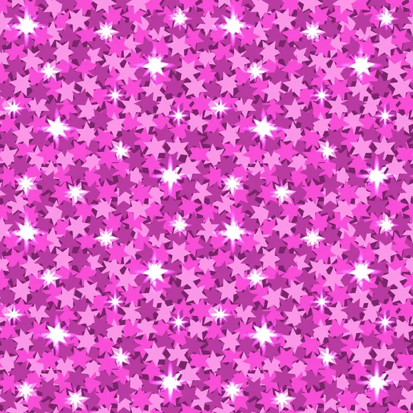Seamless Pink Glitter Pattern Starlight Sparkle Confetti Background Little Girls — Stock Vector