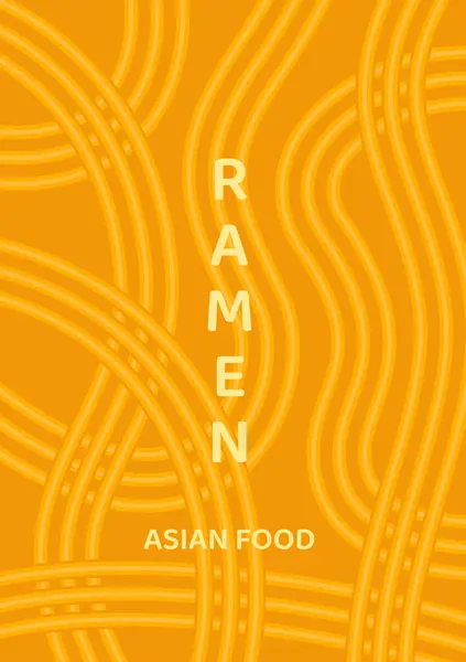 Asya yapımı erişte desenli pankart. Ramen çorbası, makarna ve spagetti. Japon, Çin dalgalı arka planı. Poster, menü, kart ve reklam için arkaplan özeti