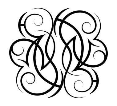 Neo soyut kabile dövmesi. Aynalı siyah omuz dövmesi. Siber sistisizm stili elle çizilmiş süs. Kelt gotik vücut süsü şekli. Beyaz arka planda izole edilmiş Maori kıvırcık etnik figürü. Çizim sanatı