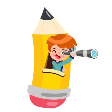 Mutlu şirin çocuk okula geri döndü.