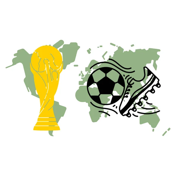Illustration Football World Cup symbol and world map icon. Football concept.