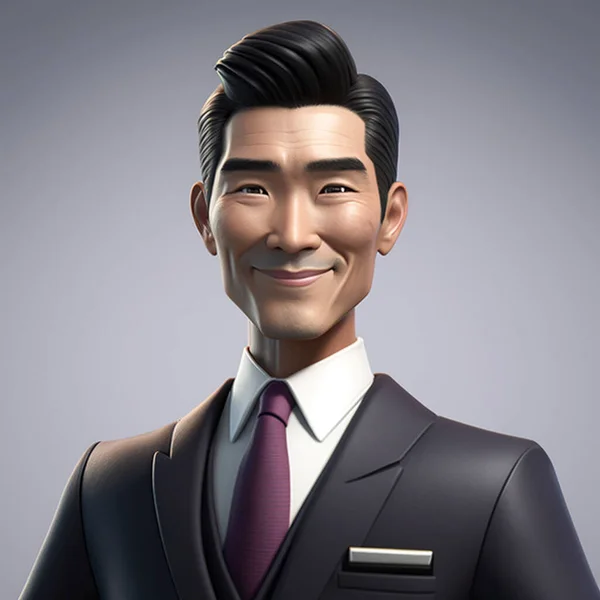 Asian businessman smile 3d cartoon,detail image full hd.