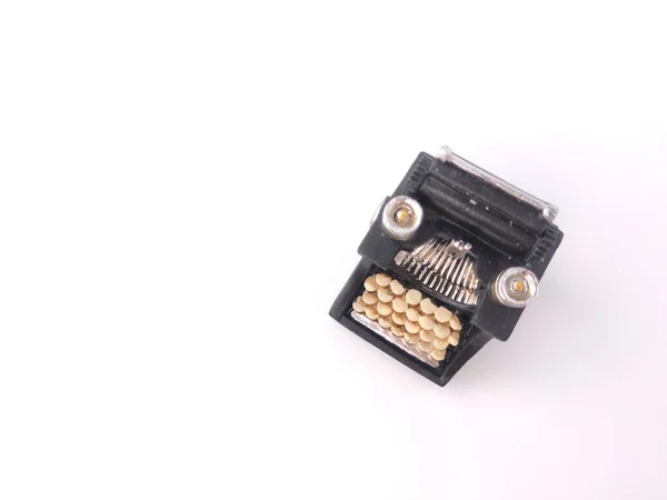 Верхний Вид Черная Винтажная Пишущая Машинка Белом Фоне — стоковое фото