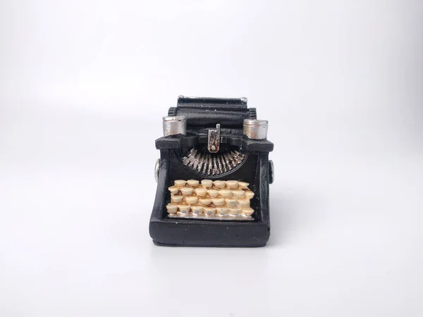 Czarna Maszyna Pisania Vintage Białym Tle — Zdjęcie stockowe