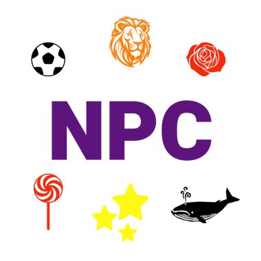 Sosyal medya uygulamalarının birinde NPC ve hediye simgesi, NPC Non Player Karakteri 'nin canlandırılması.
