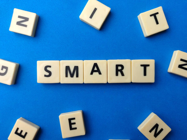 Слово "игрушки" сверху с текстом SMART на синем фоне.