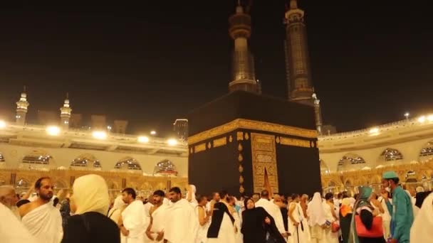 サウジアラビア王国のメッカ市 2023年10月23日 ムスリムは聖カバで礼拝を行った カバ周辺を巡回する アムラ ハッジ — ストック動画