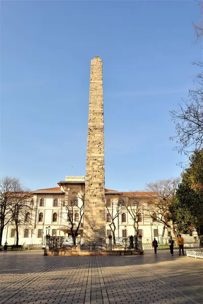 stock image Istanbul, Turkey. 05.05.2024. Constantine Obelisk; Turkish: rme Dikilita. at the Hippodrome of Constantinople (Sultanahmet Square) is a Roman monument