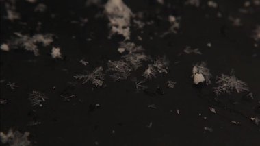 Siyah arka planda yakalanan kar tanelerinin nefes kesici güzelliğini keşfedin. Her eşsiz kristal doğanın narin sanatını sergiliyor. Kış temaları, tasarımları ve ilham kaynakları için mükemmel..