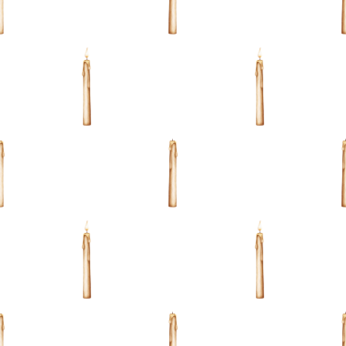 Siyah arka planda ince yanan mumlarla kusursuz desen. Samimiyet ve gizemi çağrıştıran minimalist ve atmosferik bir tasarım..