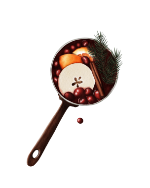 Hand-painted digital watercolor illustration of a winter mulled wine drink. for winter and Christmas projects, greeting cards, recipe designs, gift wrapping decor, and themed designs.