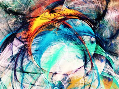 mavi ve turuncu soyut fraktal arkaplan 3D görüntüleme