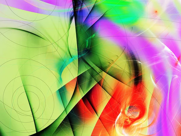 Purple Green Abstract Fractal Background Rendering — 图库照片