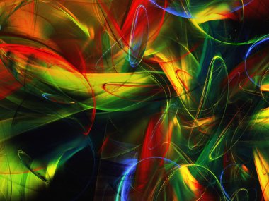 yellow and green abstract fractal background 3d rendering