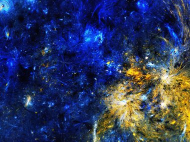 mavi ve sarı soyut fraktal arkaplan 3d görüntüleme