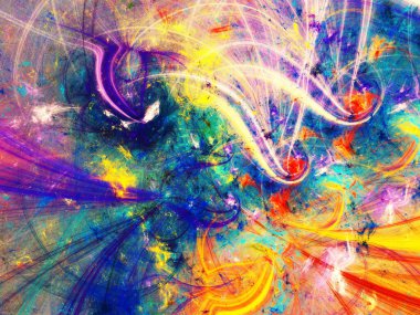 mavi ve turuncu soyut fraktal arkaplan 3D görüntüleme