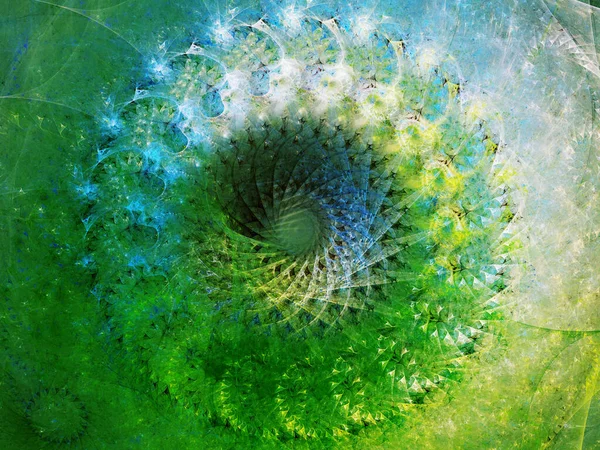 Синий Зеленый Абстрактный Фрактальный Фон Рендеринг — стоковое фото