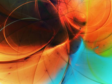 mavi ve turuncu soyut fraktal arkaplan 3D görüntüleme