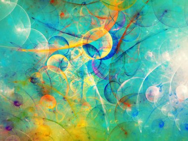 mavi ve yeşil soyut fraktal arkaplan 3d oluşturma