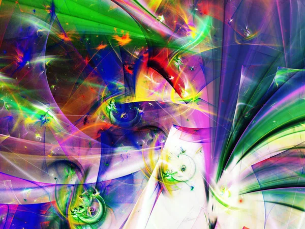 Фіолетовий Зелений Абстрактний Фрактальний Фон Візуалізація — стокове фото