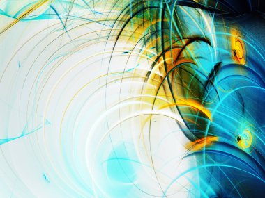 mavi ve sarı soyut fraktal arkaplan 3d görüntüleme