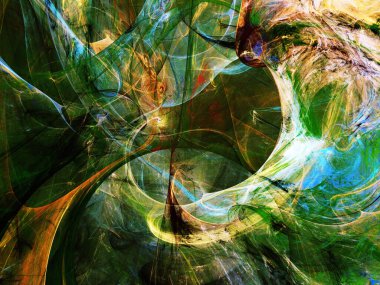 yellow and green abstract fractal background 3d rendering