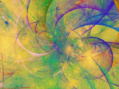 yellow and green abstract fractal background 3d rendering