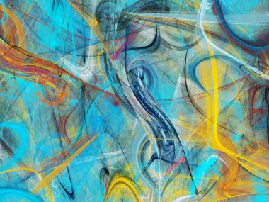 mavi ve sarı soyut fraktal arkaplan 3d görüntüleme