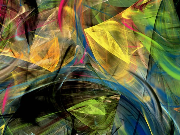 Yellow Green Abstract Fractal Background Rendering — Foto Stock