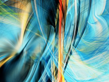 mavi soyut fraktal arkaplan 3d oluşturma