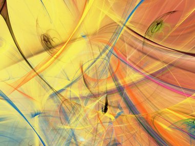 sarı soyut fraktal arkaplan 3d oluşturma