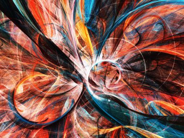 mavi ve kırmızı soyut fraktal arkaplan 3d görüntüleme