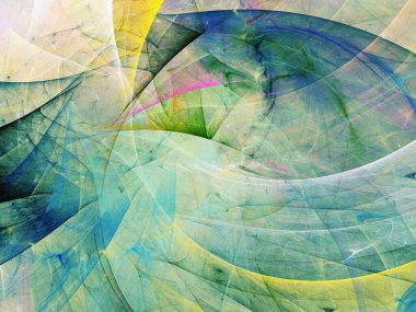 mavi ve yeşil soyut fraktal arkaplan 3d oluşturma