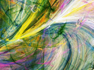 yellow and green abstract fractal background 3d rendering