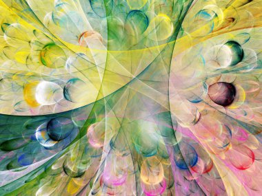 yellow and green abstract fractal background 3d rendering