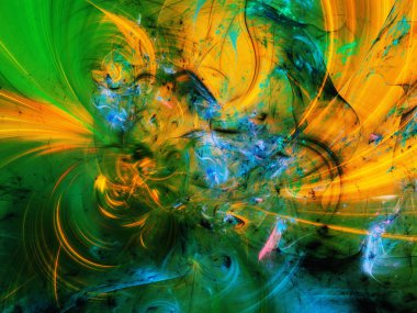 yellow and green abstract fractal background 3d rendering