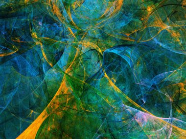 mavi ve yeşil soyut fraktal arkaplan 3d oluşturma