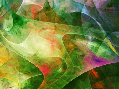 yellow and green abstract fractal background 3d rendering