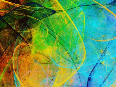 mavi ve yeşil soyut fraktal arkaplan 3d oluşturma